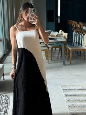 VESTIDO LONGO LISTRA BICOLOR