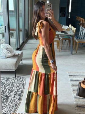 VESTIDO LONGO BICOLOR